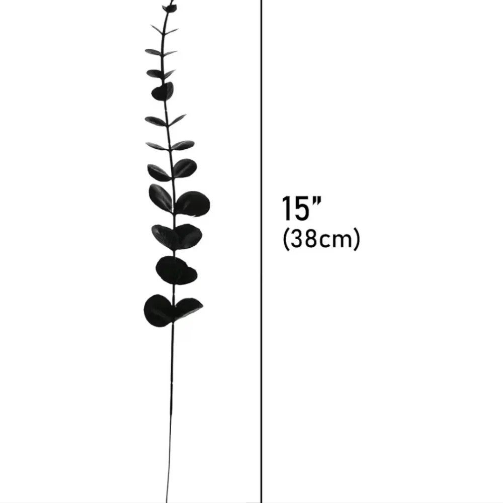Set of 15 Faux Eucalyptus Stems - 10 Black & 5 Silver - 15